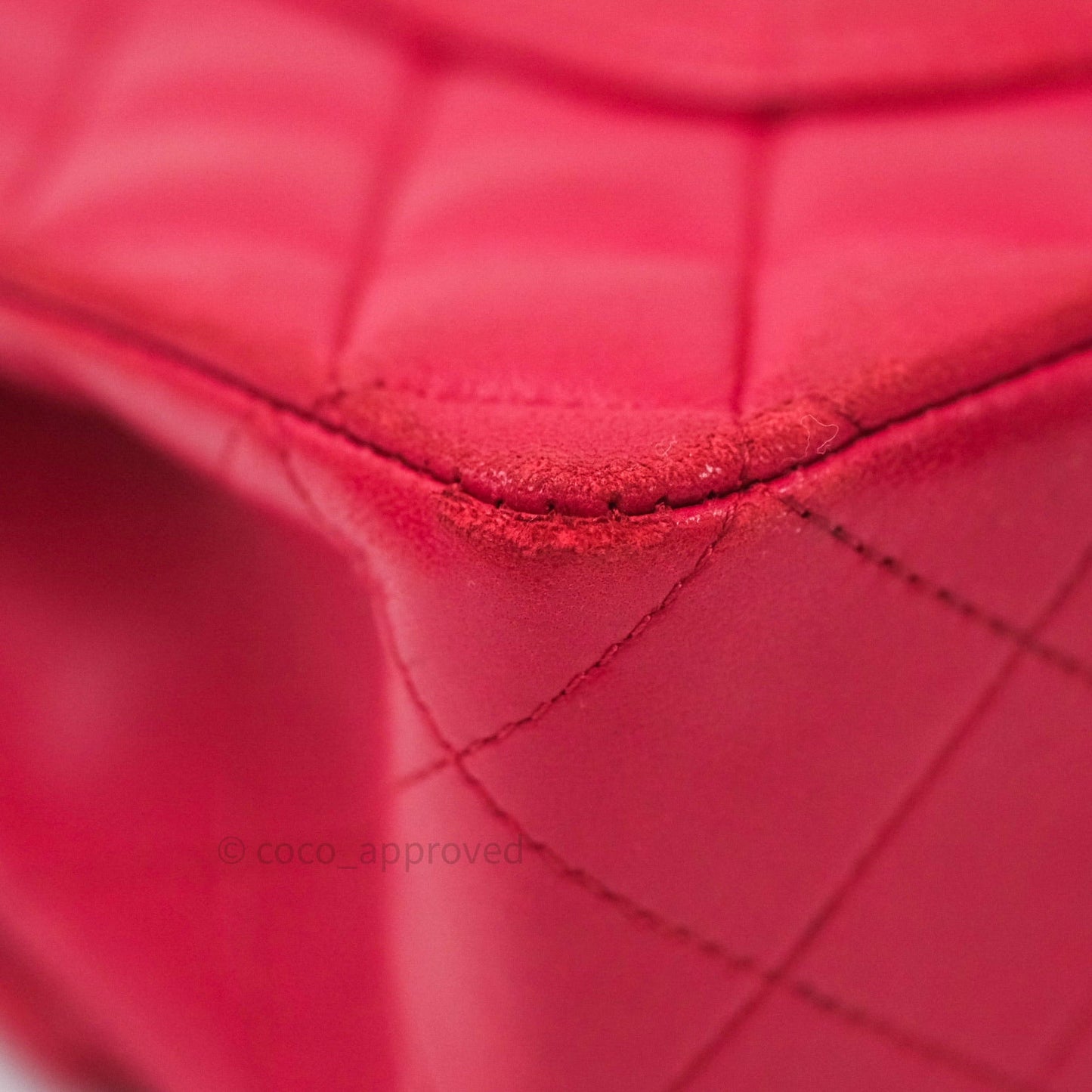 Chanel Classic M/L Lambskin Medium Double Flap Red Pink Silver Hardware