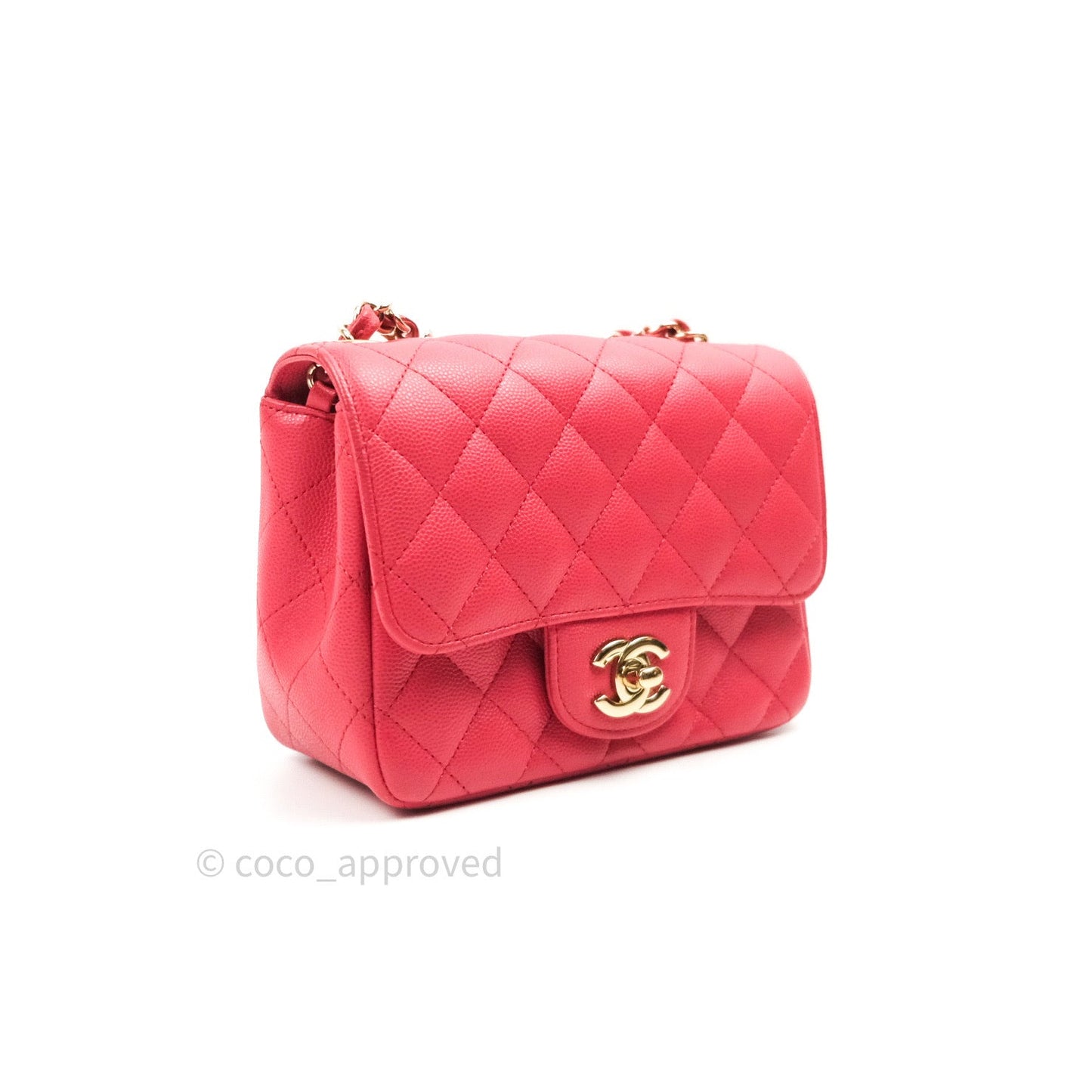 Chanel Mini Square Pink Caviar Gold Hardware 17C
