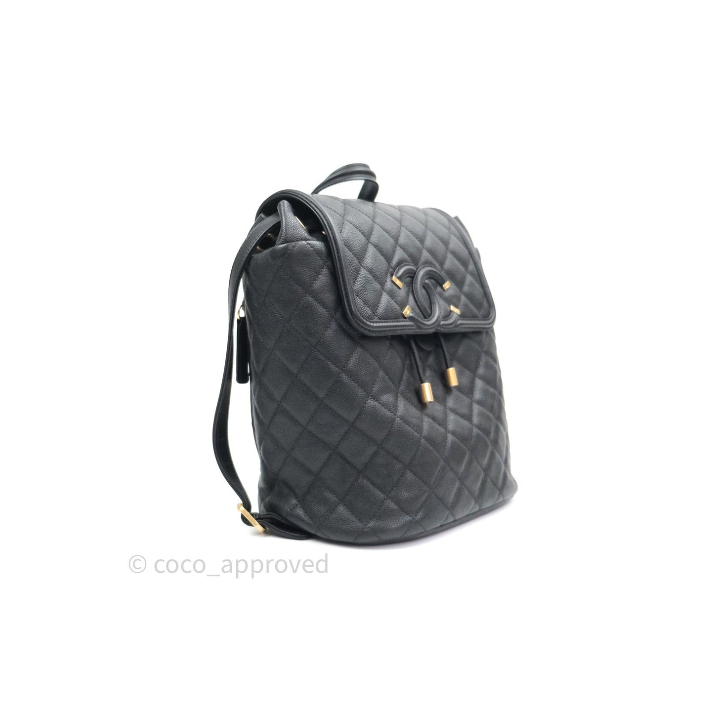 Chanel Quilted Filigree Backpack Black Caviar