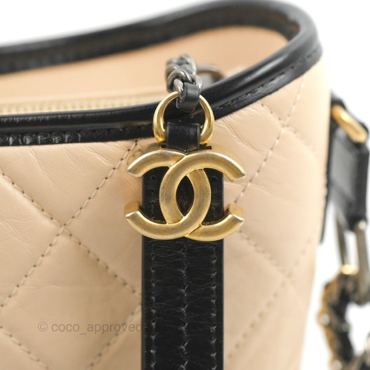 Chanel New Medium Gabrielle Hobo Beige/Black Aged Calfskin