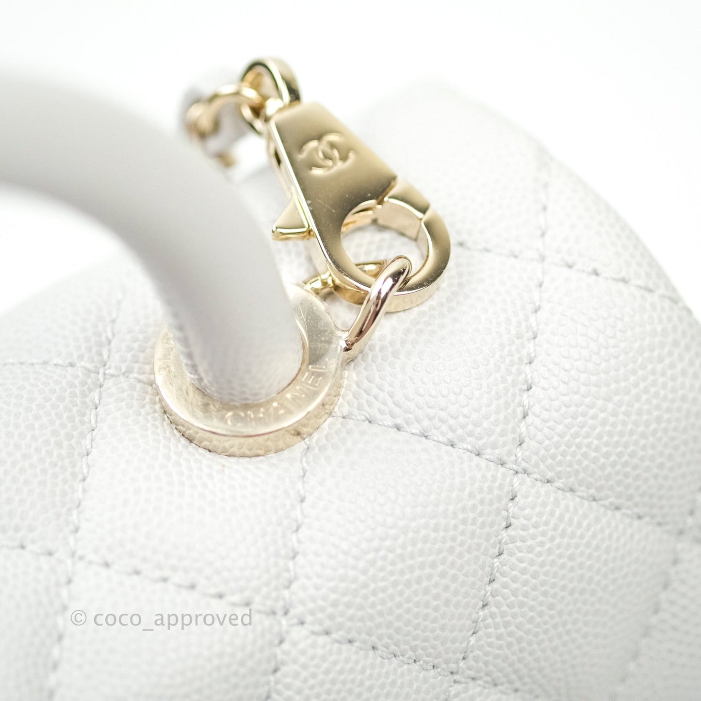 Chanel Small Coco Handle Quilted Light Grey Light Gold Hardware