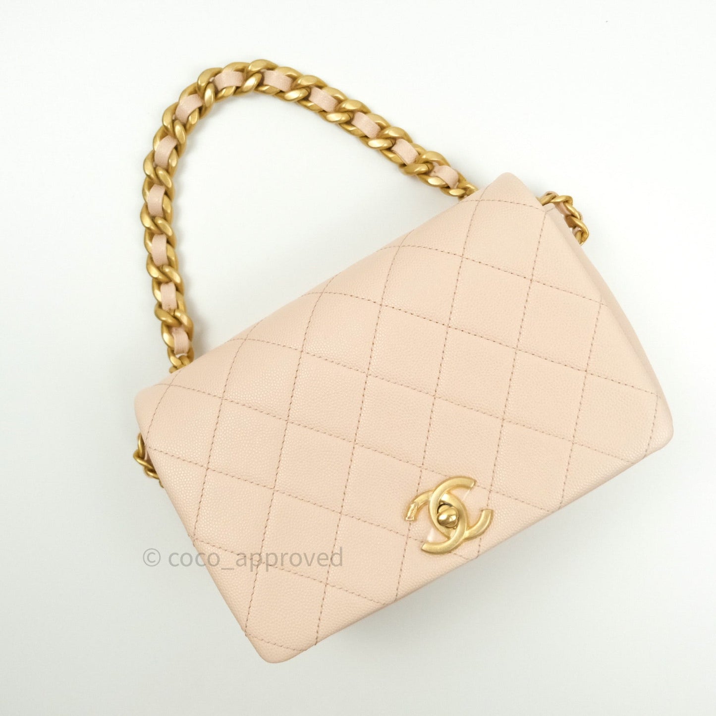 Chanel 2 Way Shoulder Bag Rose Pink Caviar Gold Hardware