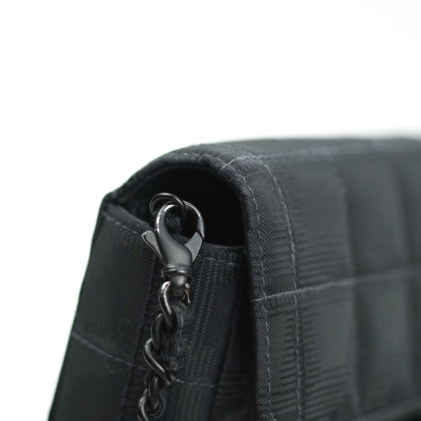 Chanel Denim So Black Camellia Clutch With Chain