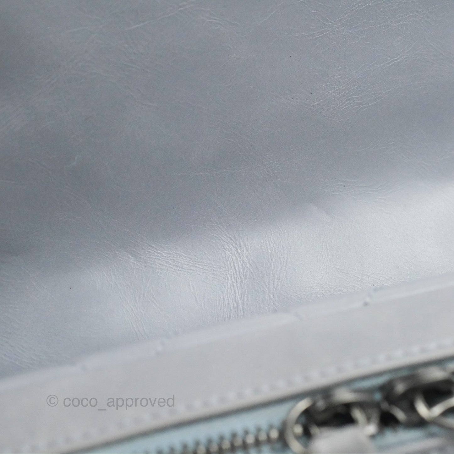 Chanel Medium Easy Flap Bag Light Grey Blue Aged Calfskin Ruthenium Hardware