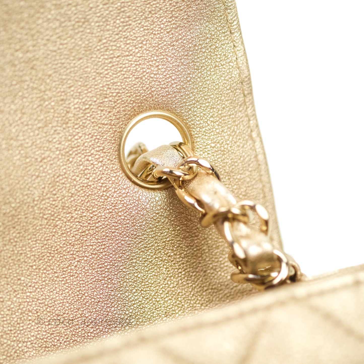 Chanel Quilted Mini Rectangular Metallic Champagne Gold Lambskin Gold Hardware