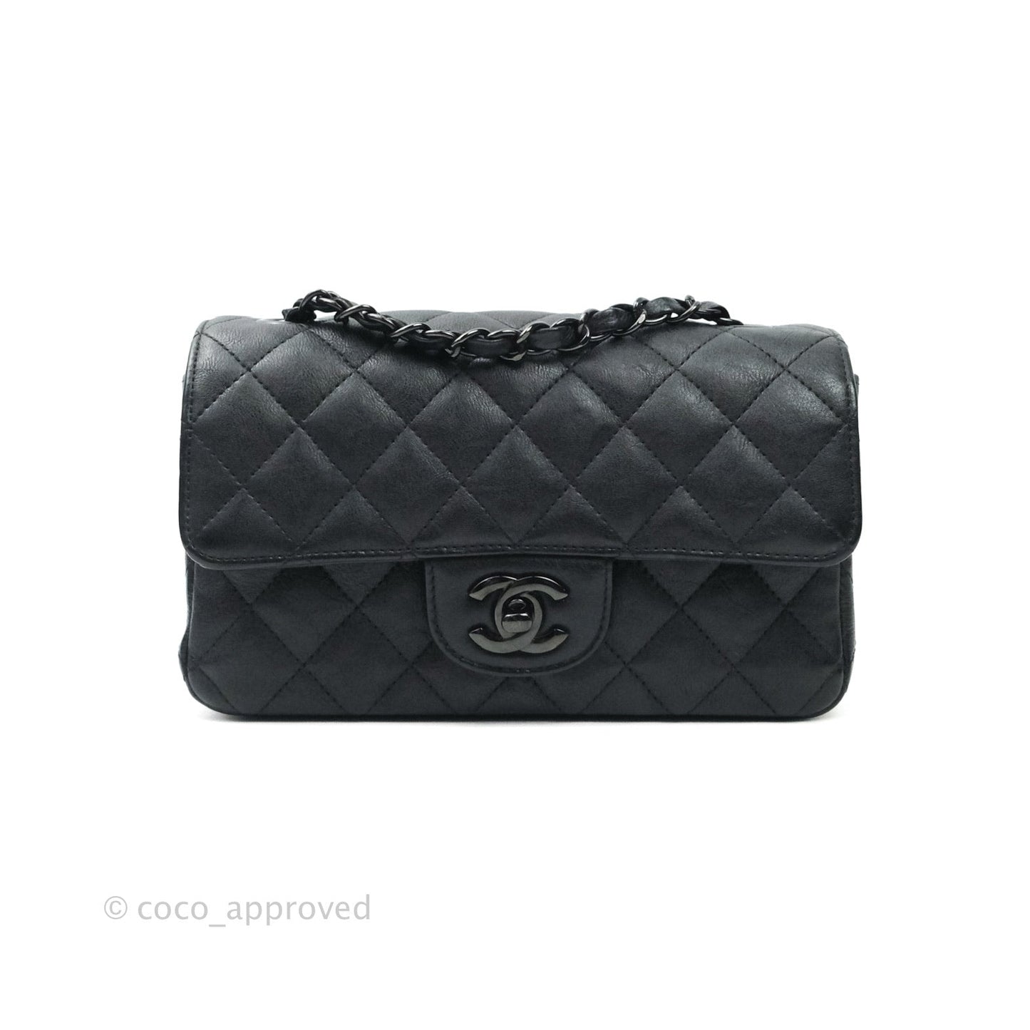 Chanel Quilted Mini Rectangular Flap So Black Crumpled Calfskin