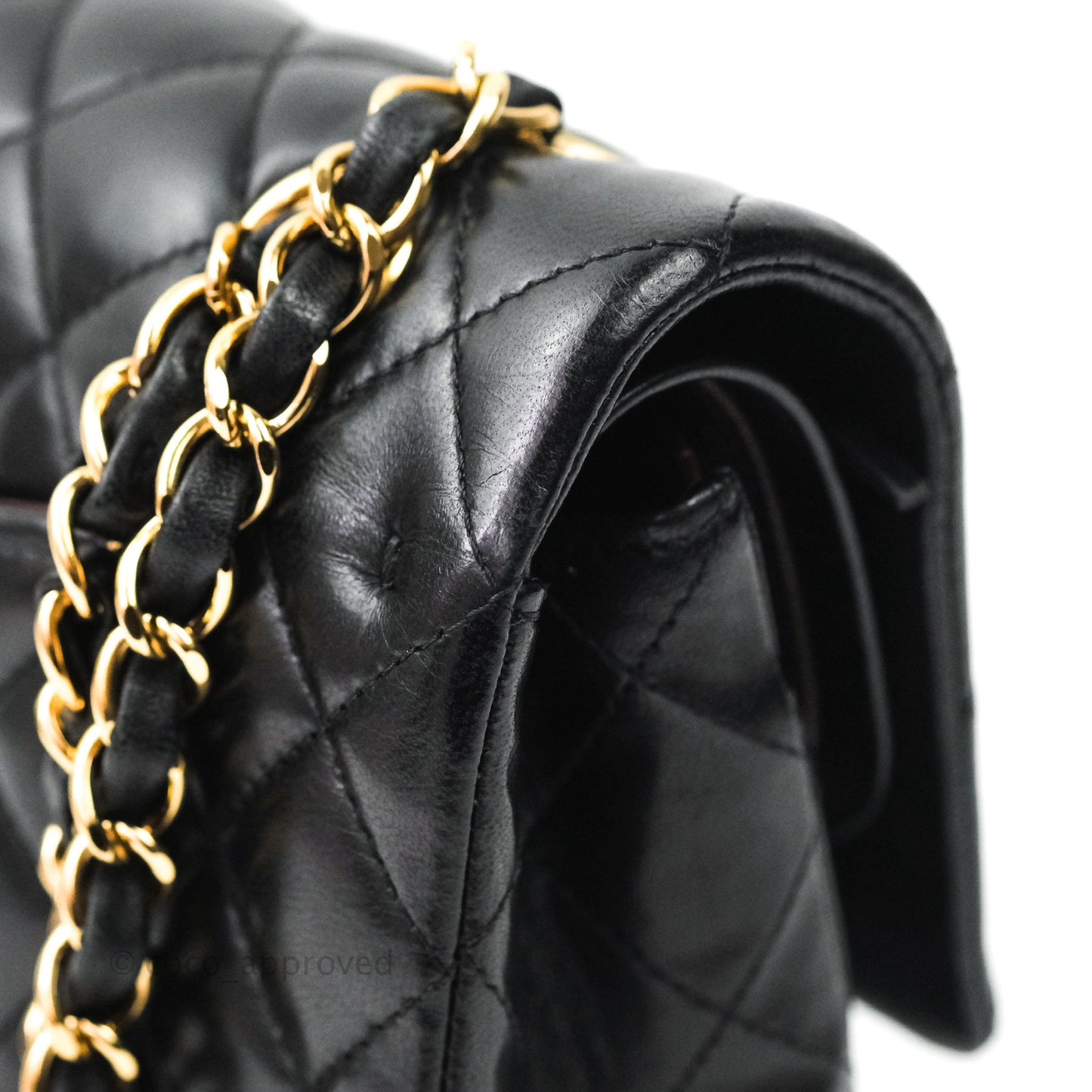 Chanel Classic M/L Medium Double Flap Bag Black Lambskin Gold Hardware