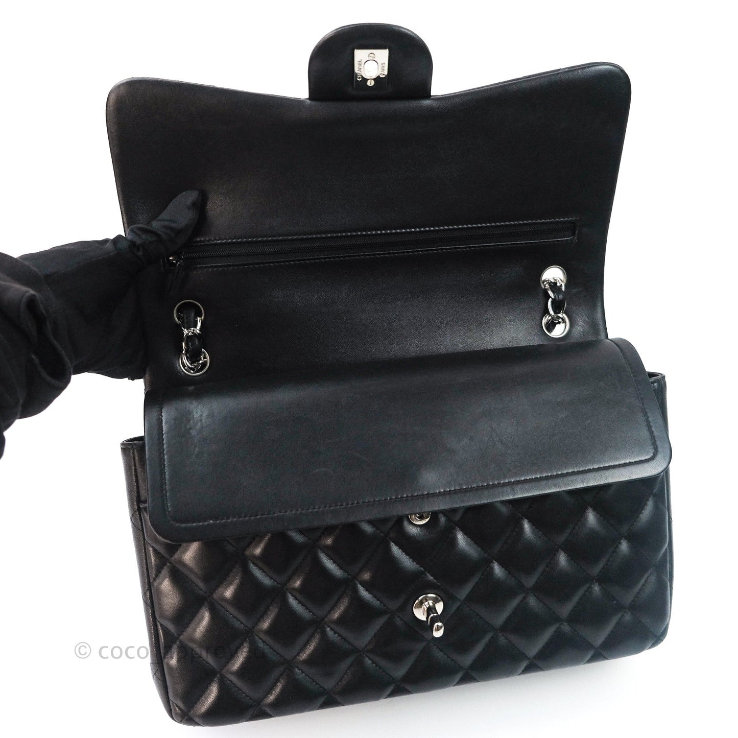 Chanel Jumbo Double Flap Black Lambskin Silver Hardware⁣⁣