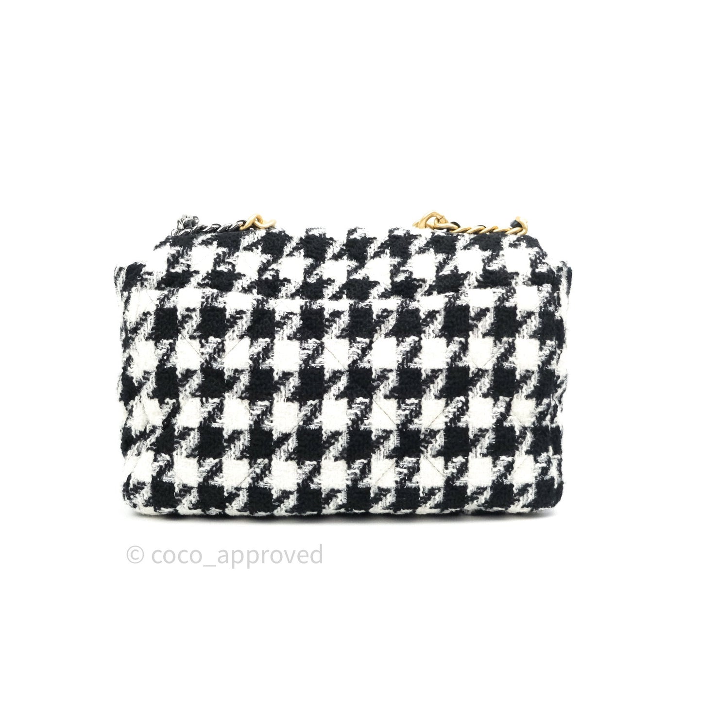 Chanel 19 Maxi Tweed White Black Houndstooth Mixed Hardware 19K