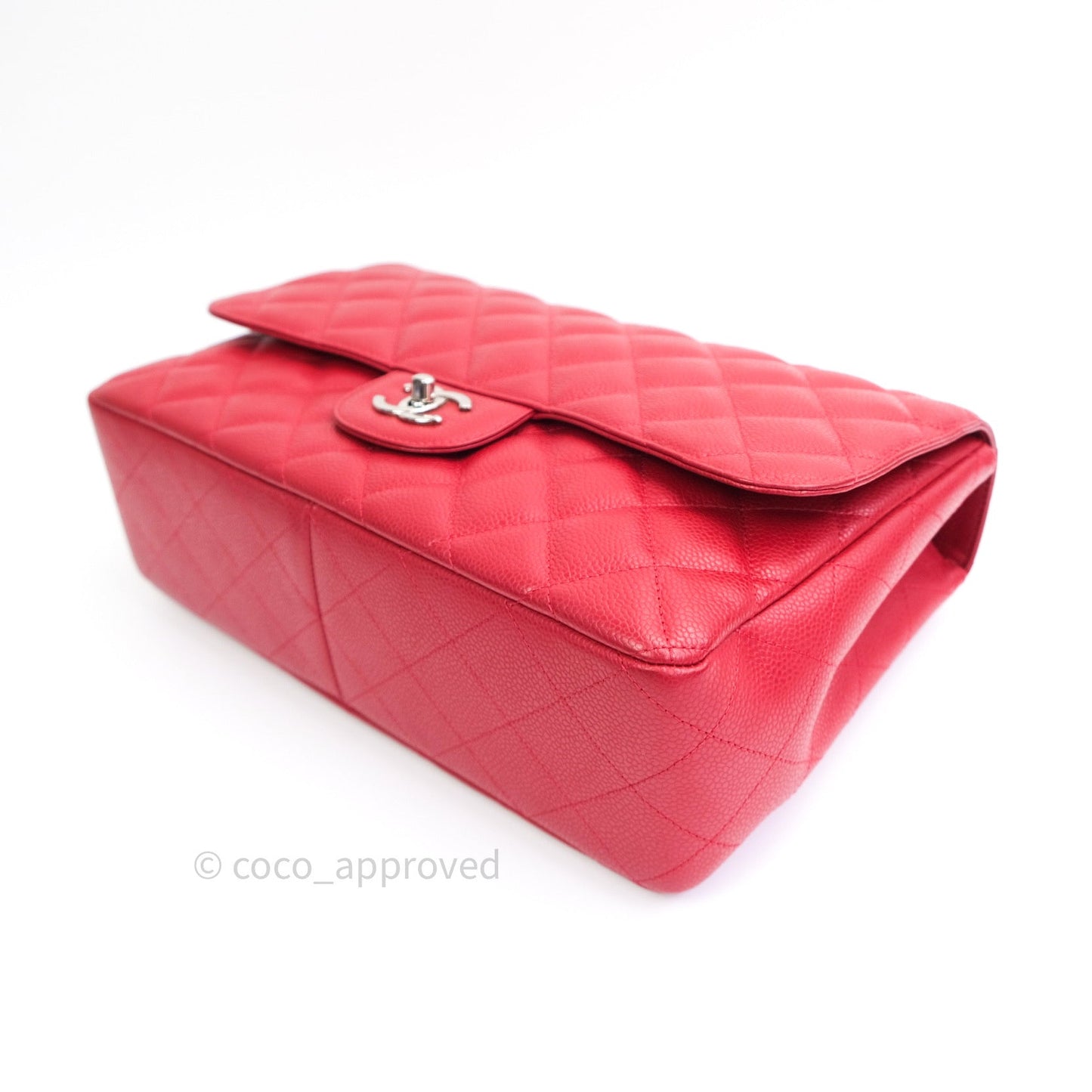 Chanel Jumbo Single Flap Red Caviar Silver Hardware⁣⁣