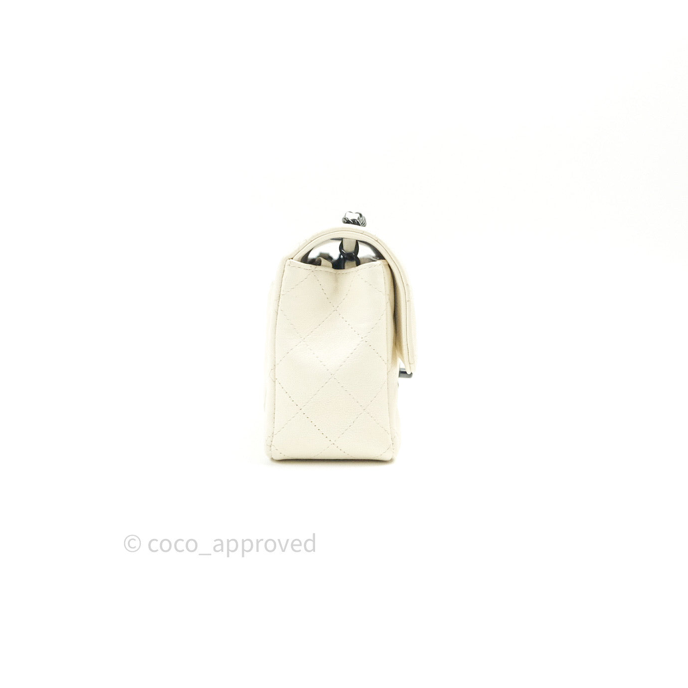 Chanel Quilted Mini Rectangular Flap Ivory Grained Calfskin Black Hardware