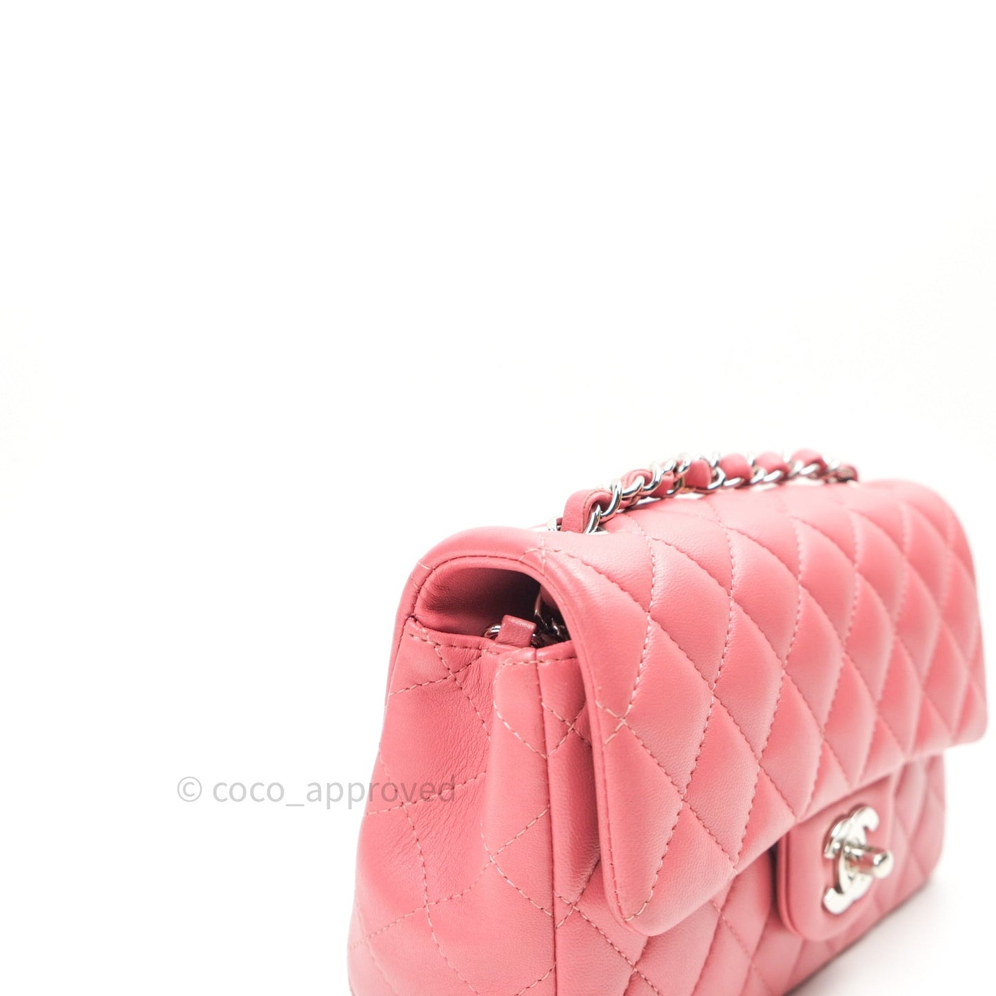 Chanel Quilted Mini Rectangular Pink Lambskin Silver Hardware