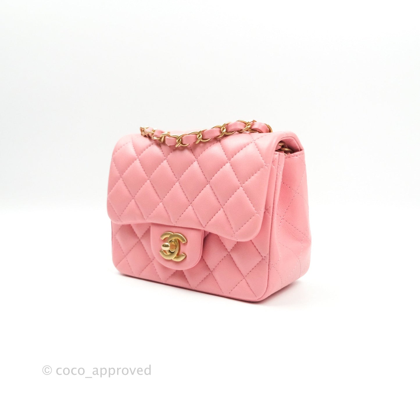 Chanel Mini Square Pink Lambskin Gold Hardware