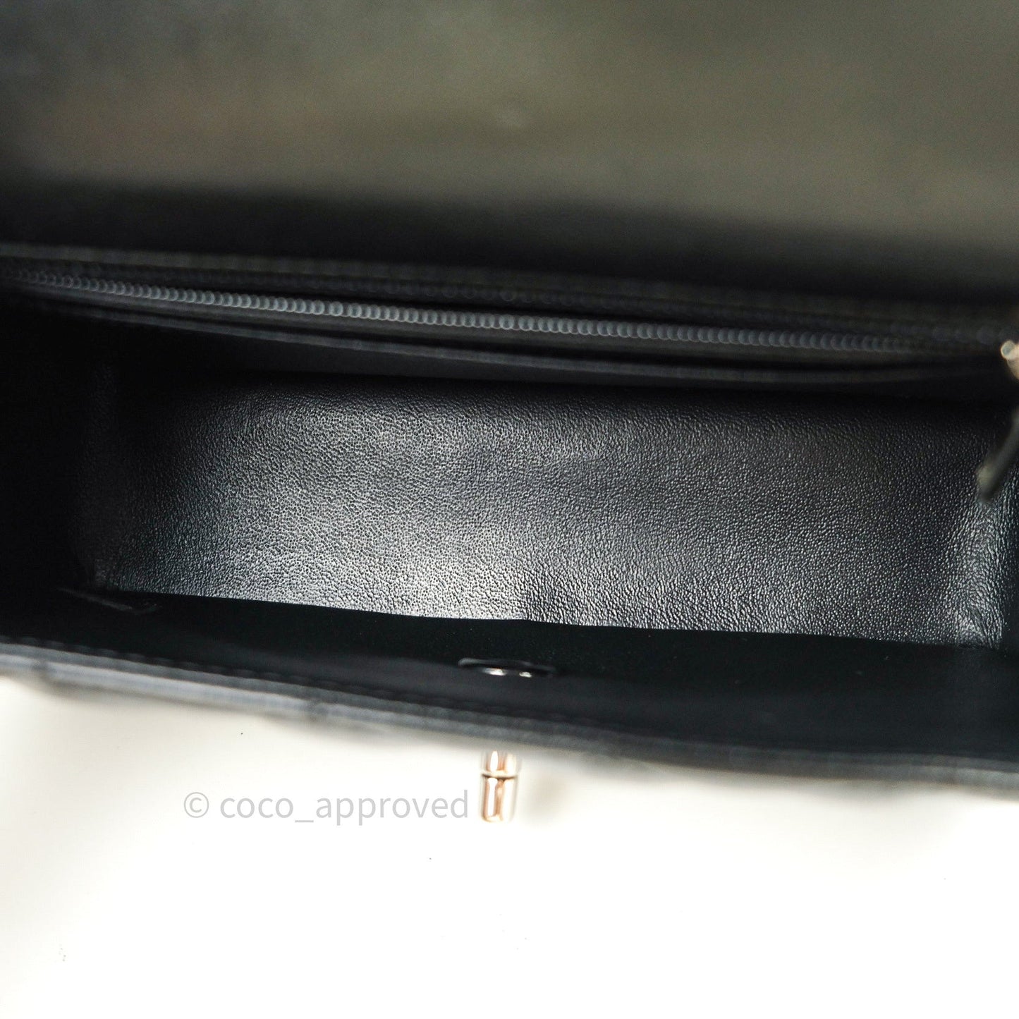 Chanel Quilted Mini Rectangular Black Lambskin Silver Hardware