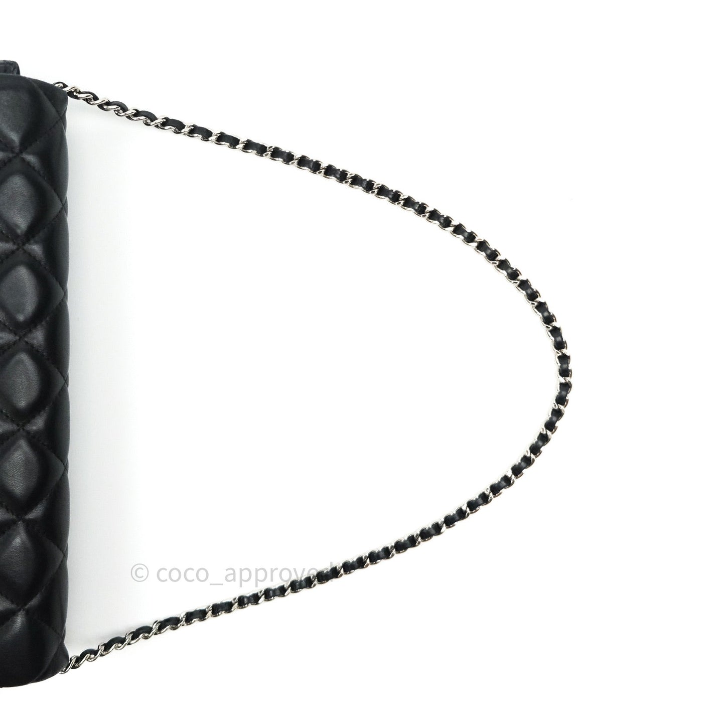 Chanel Quilted Clutch with Chain Black Lambskin Silver Hardware