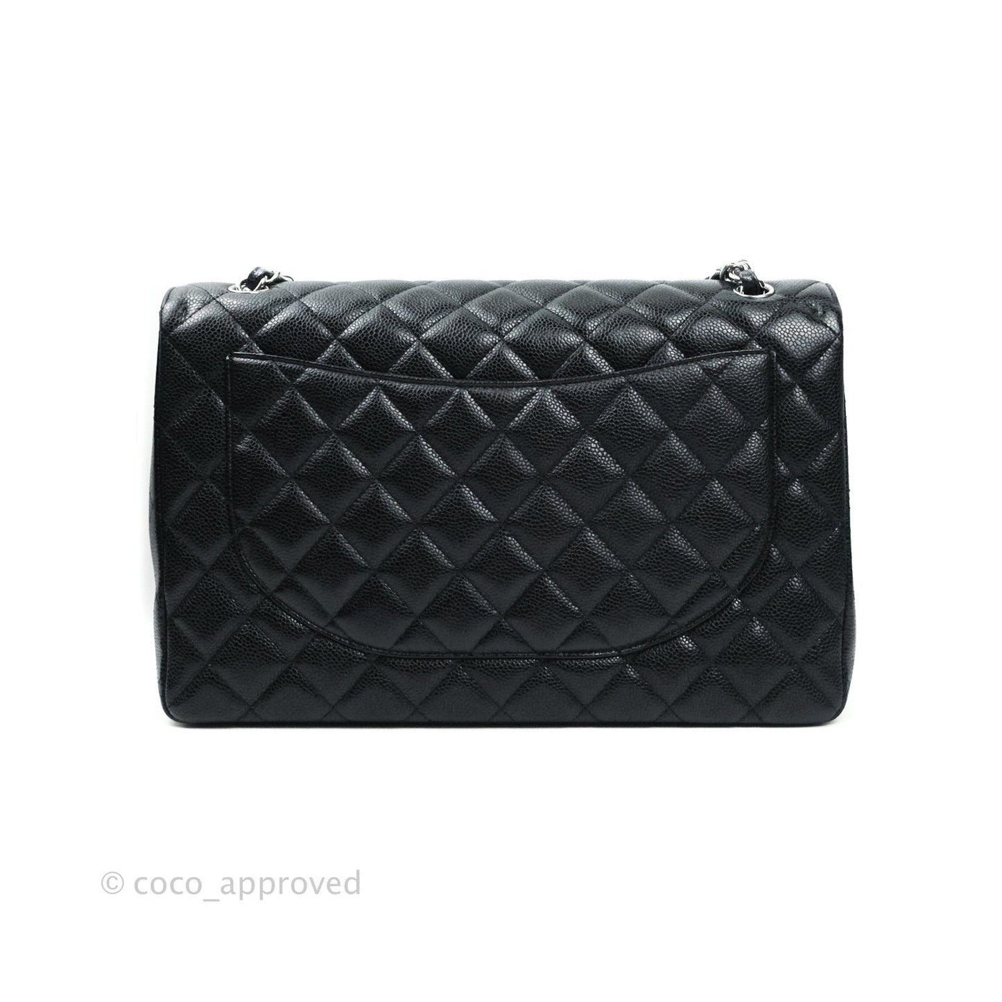 Chanel Quilted Maxi Single Flap Black Caviar Silver Hardware