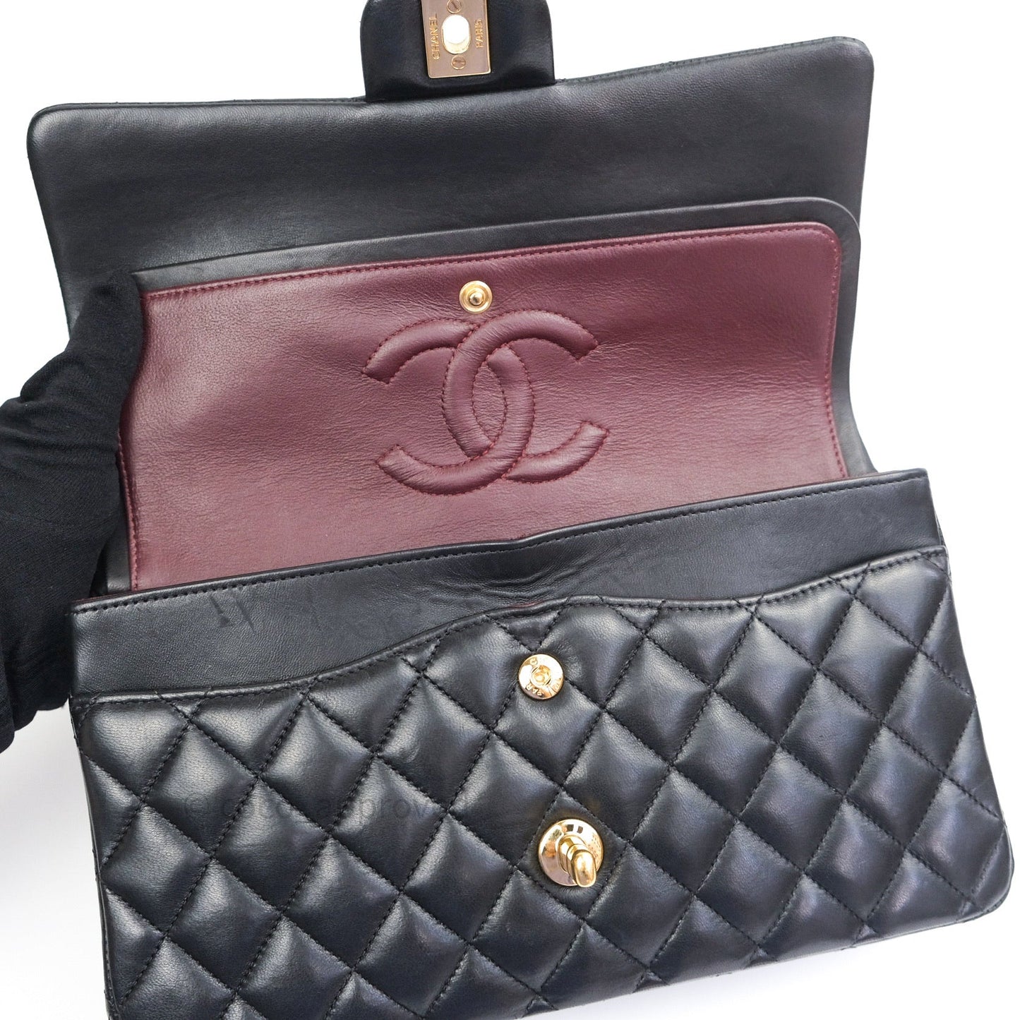 Chanel Classic M/L Black Lambskin Gold Hardware