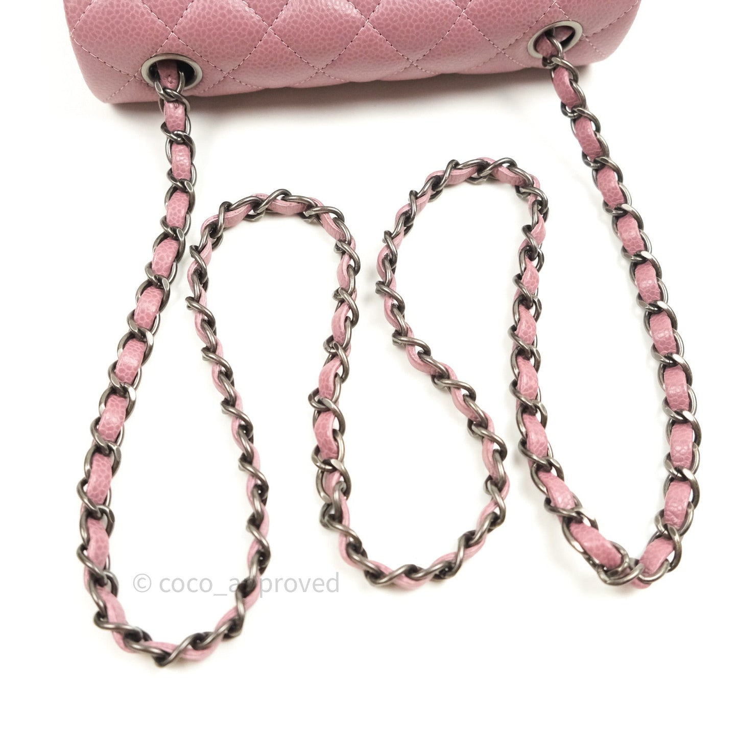 Chanel Quilted Mini Rectangular Mauve Pink Caviar Ruthenium Hardware