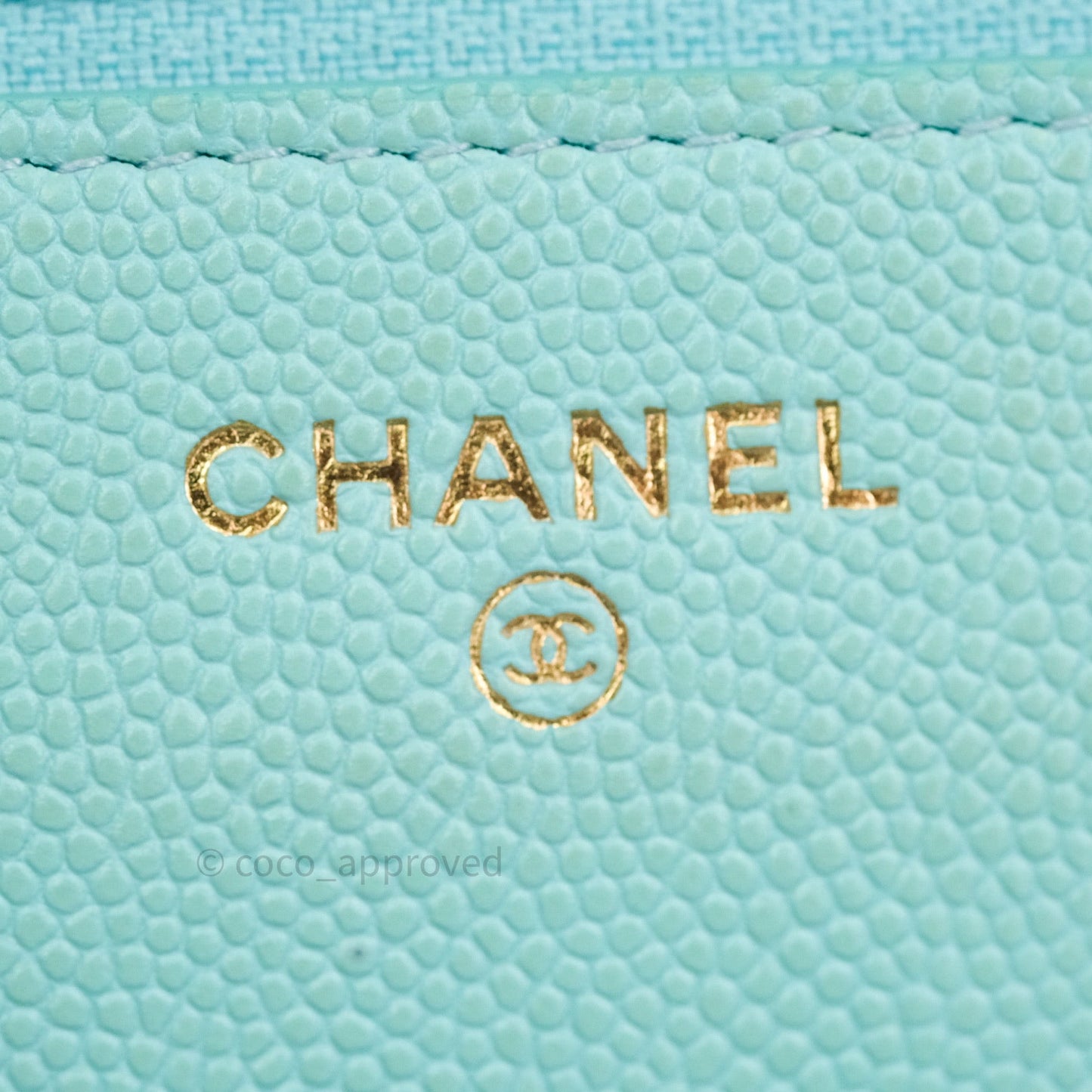 Chanel Quilted Wallet on Chain WOC Tiffany Blue Caviar Light Gold Hardware