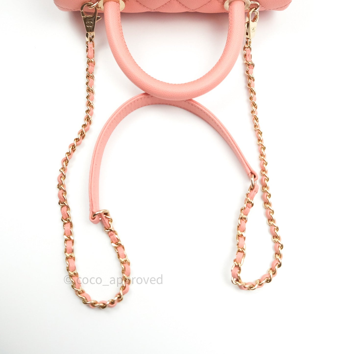Chanel Mini Coco Handle Pink Caviar Quilted Gold Hardware