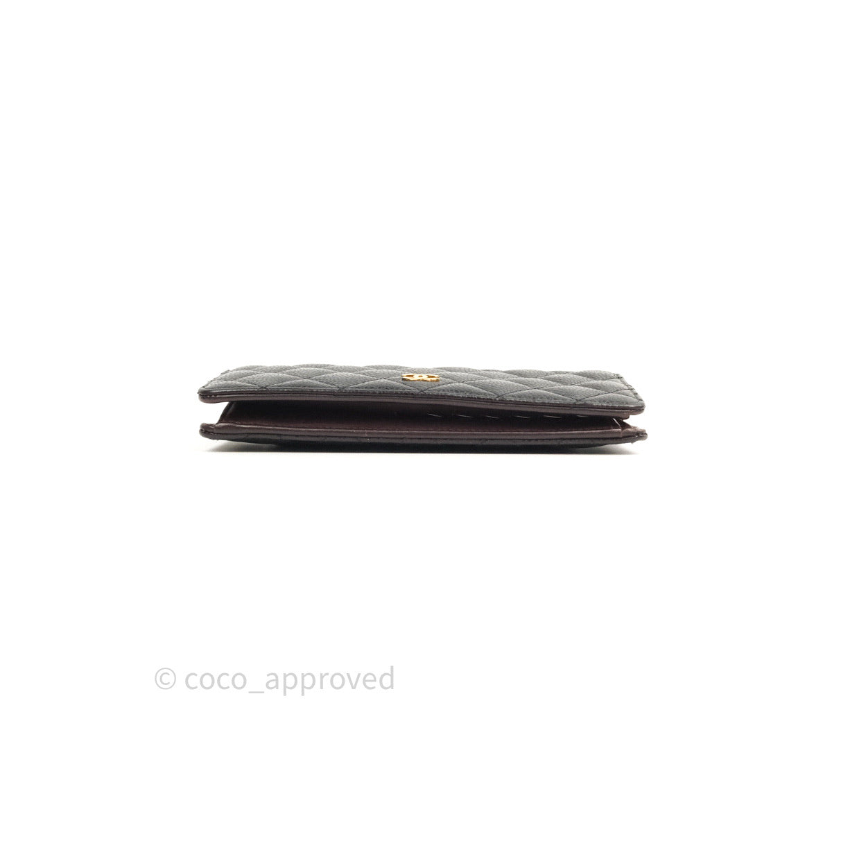 Chanel Quilted Yen Wallet Black Caviar Gold Hardware
