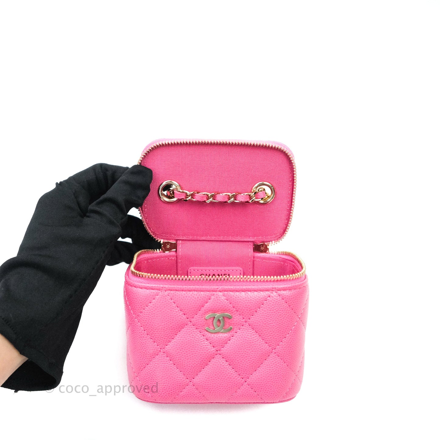 Chanel Mini Vanity Classic With Chain Pink Caviar Gold Hardware