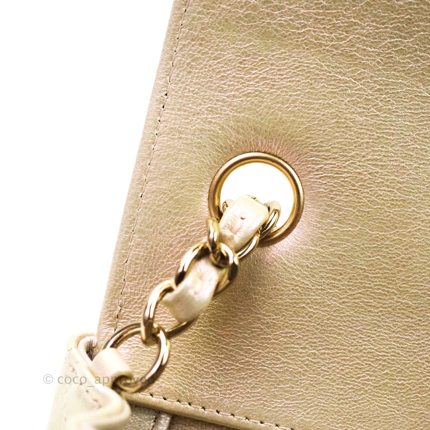 Chanel Quilted Mini Rectangular Iridescent Ivory Lambskin Gold Hardware