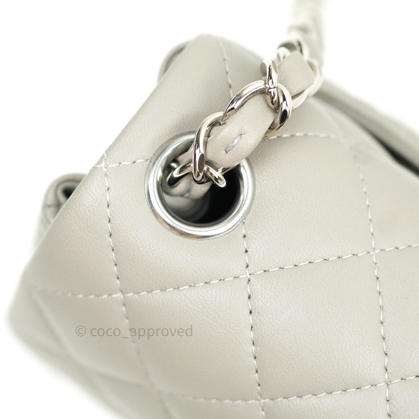 Chanel Mini Square Grey Lambskin Silver Hardware 19B