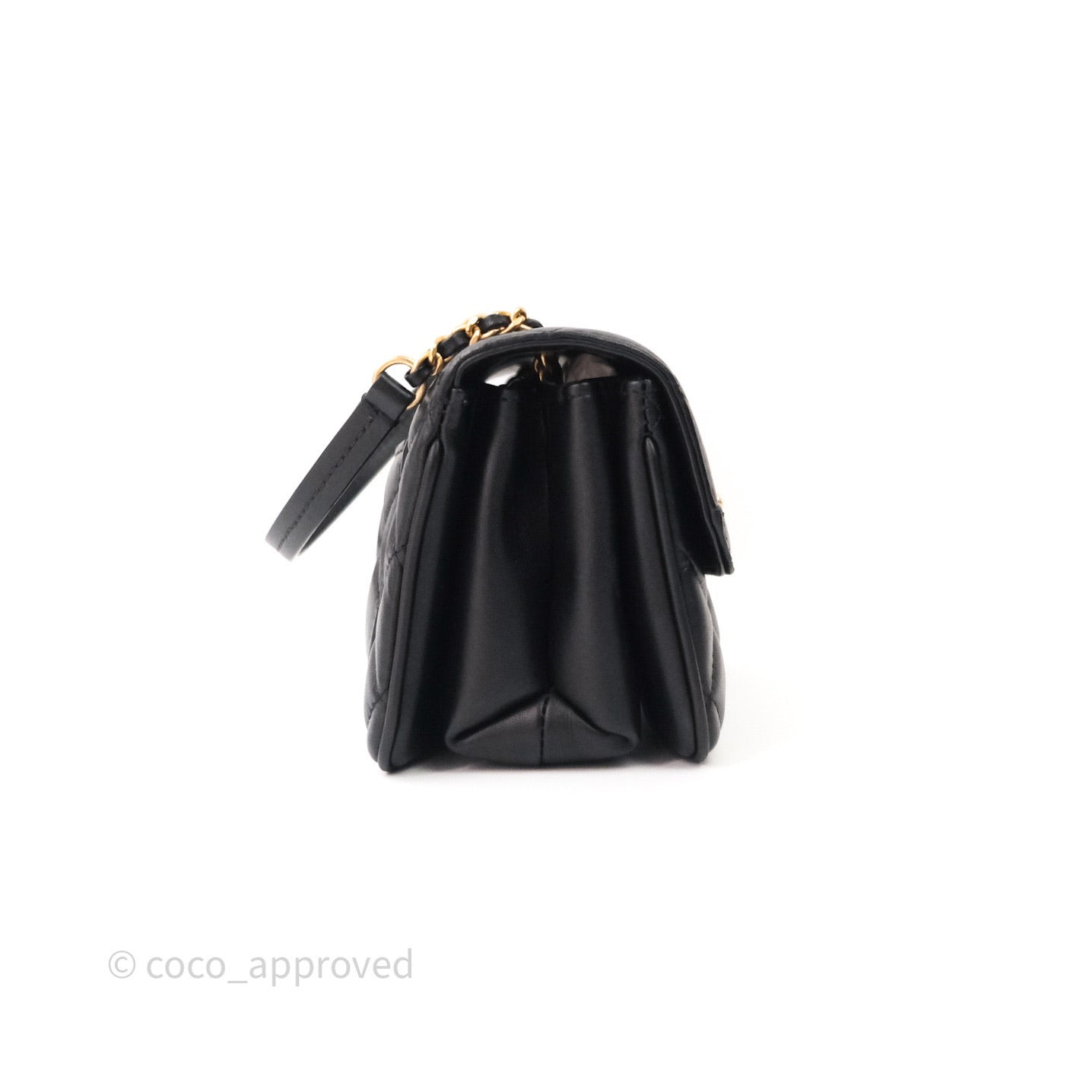 Chanel Coco Vintage Flap Small Bag Black Lambskin Gold Hardware