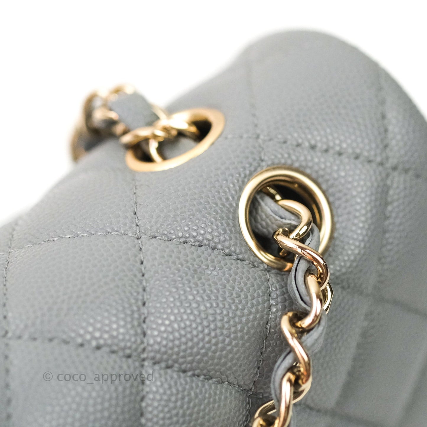 Chanel Classic M/L Medium Double Flap Quilted Grey Caviar Gold Hardware 20C