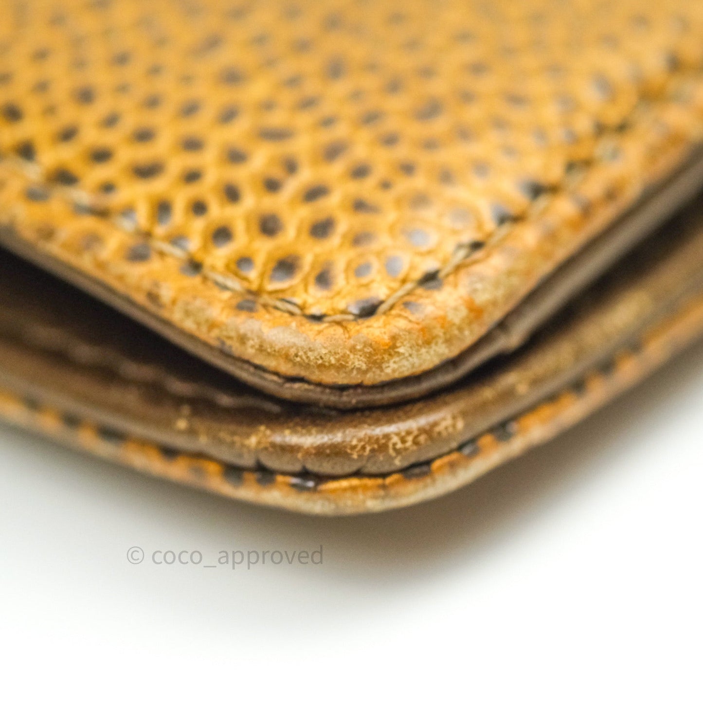 Chanel Leather Quilted Yen Wallet Gold Grained Calfskin