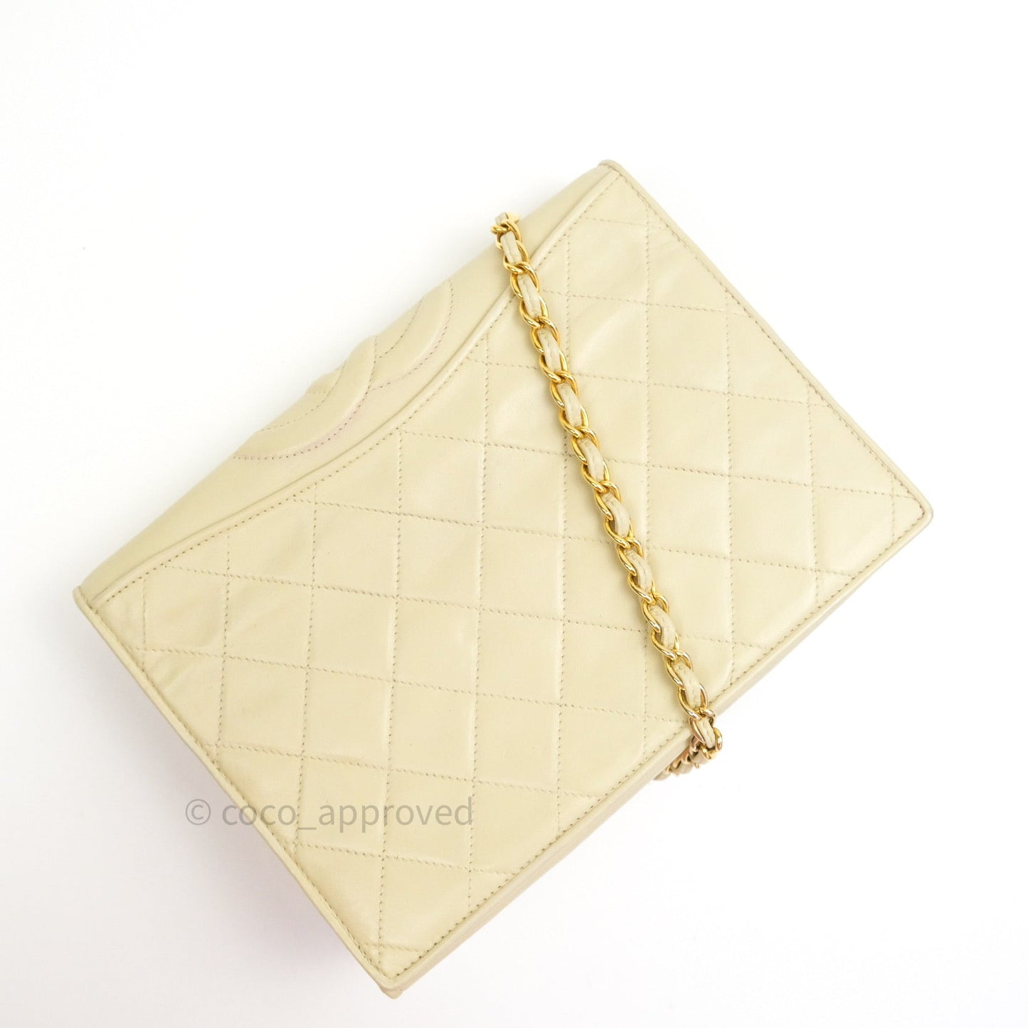 Chanel Vintage Flap Small in Cream Lambskin 24K Gold Hardware