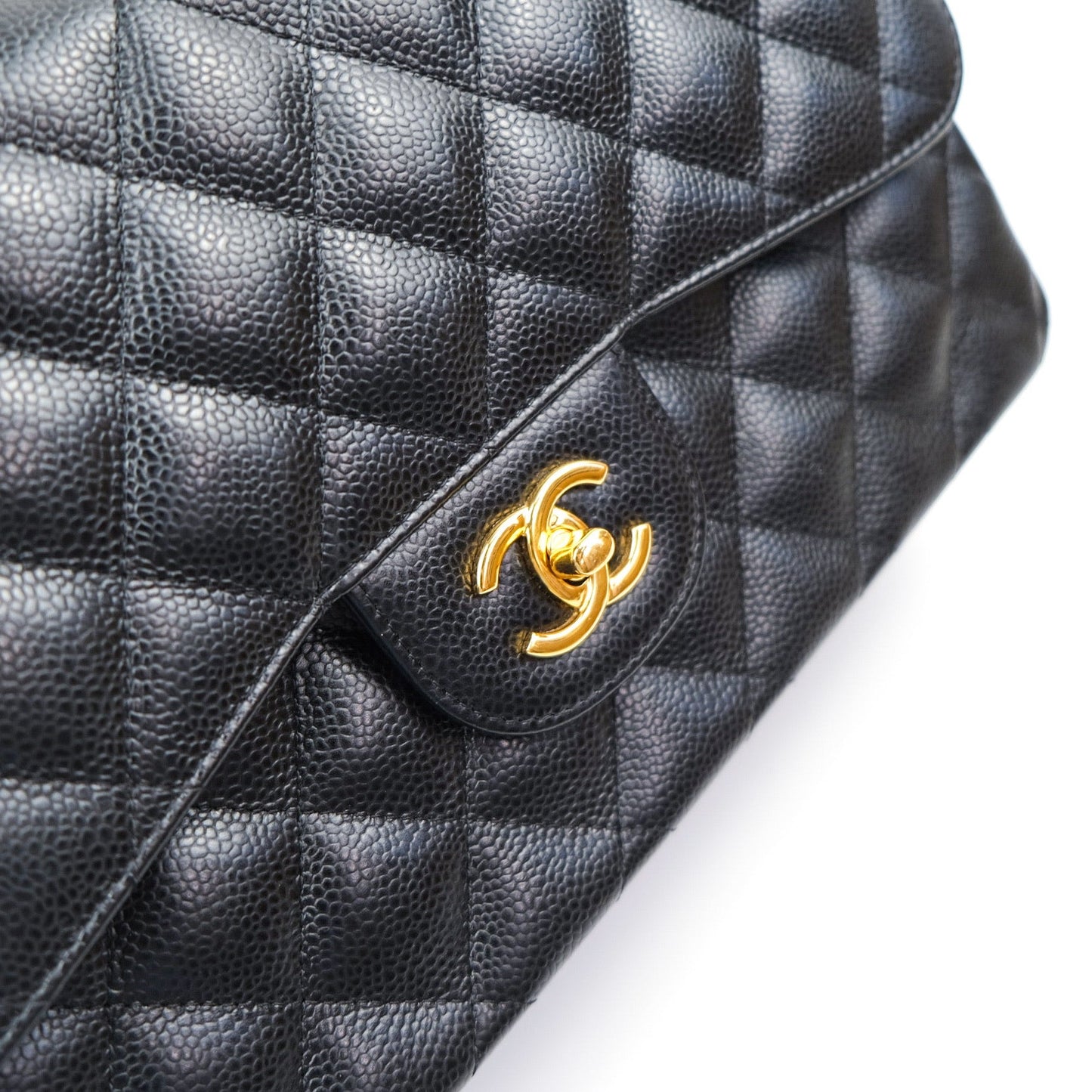 Chanel Jumbo Double Flap Black Caviar Gold Hardware⁣⁣