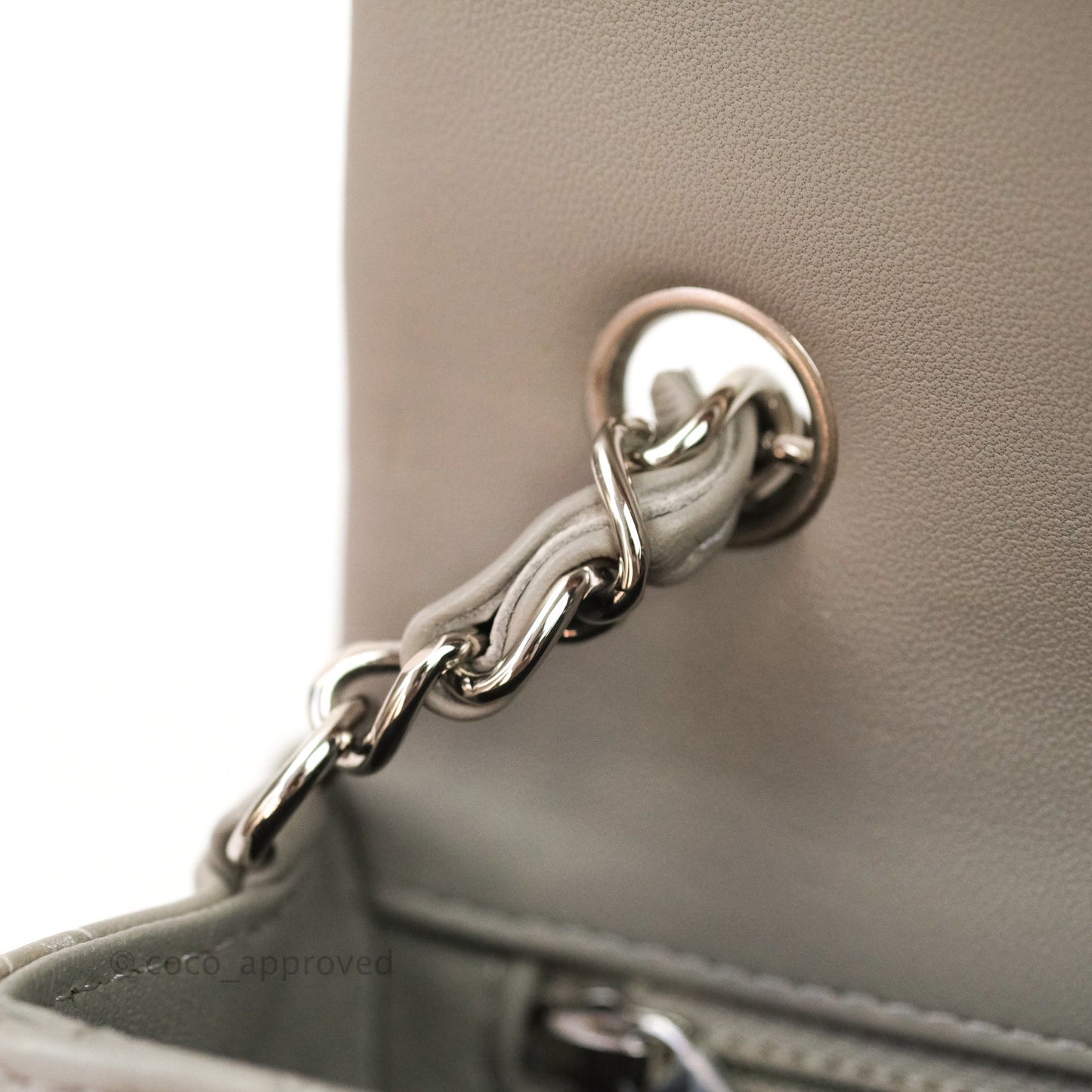 Chanel Quilted Mini Rectangular Flap Grey Lambskin Silver Hardware