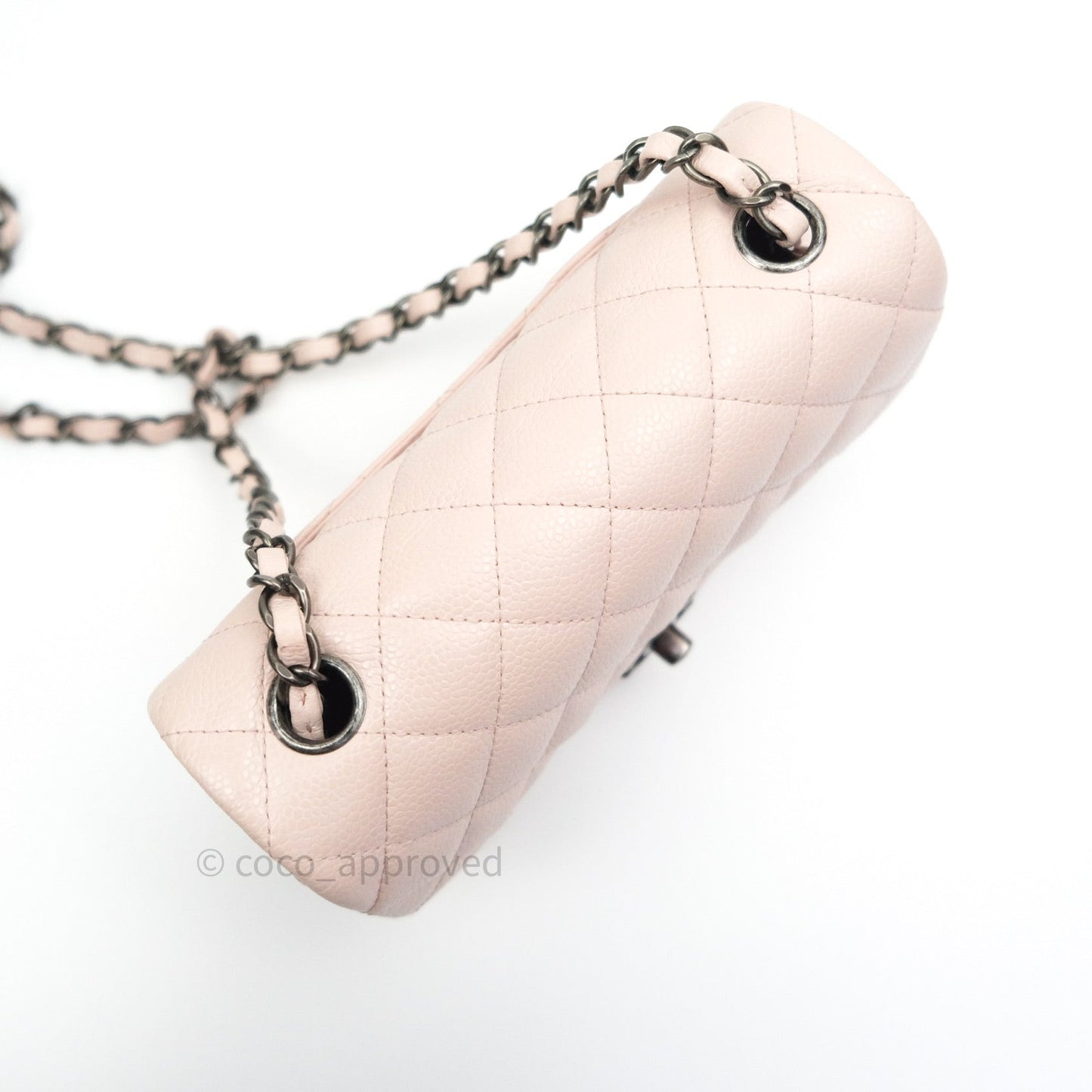 Chanel Quilted Mini Rectangular Sakura Pink Caviar Ruthenium Hardware