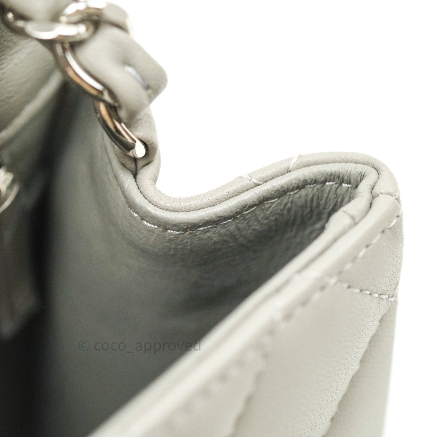 Chanel Mini Square Grey Lambskin Silver Hardware 19B