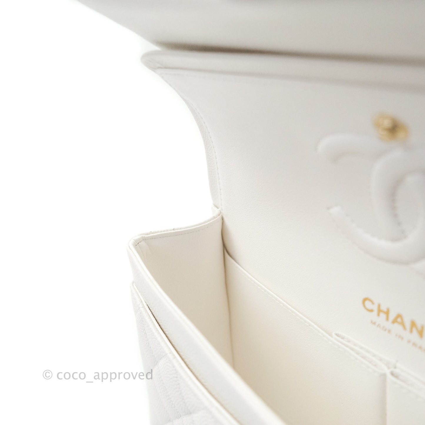 Chanel Classic Small S/M Flap Ivory White Caviar Gold Hardware