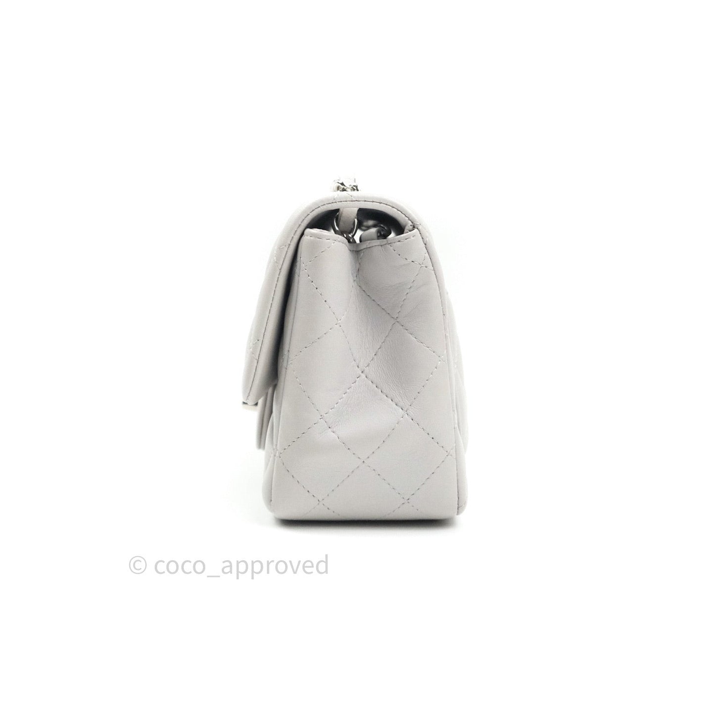 Chanel Mini Square Grey Lambskin Silver Hardware 19B