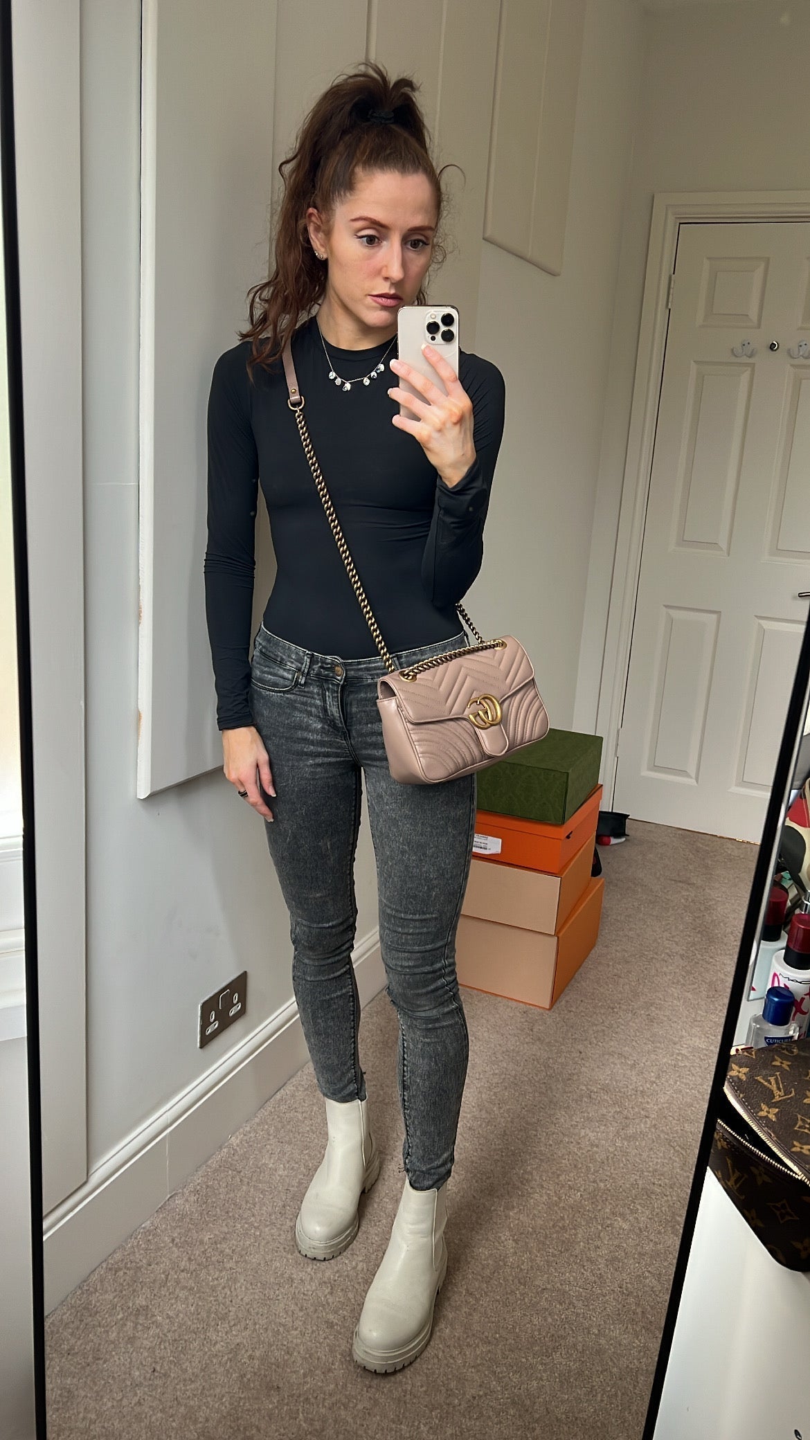 Luxury Gucci GG Dusty Pink Marmont Small Shoulder Bag ( 1800)