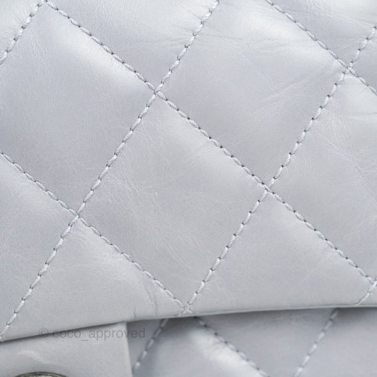 Chanel Medium Easy Flap Bag Light Grey Blue Aged Calfskin Ruthenium Hardware
