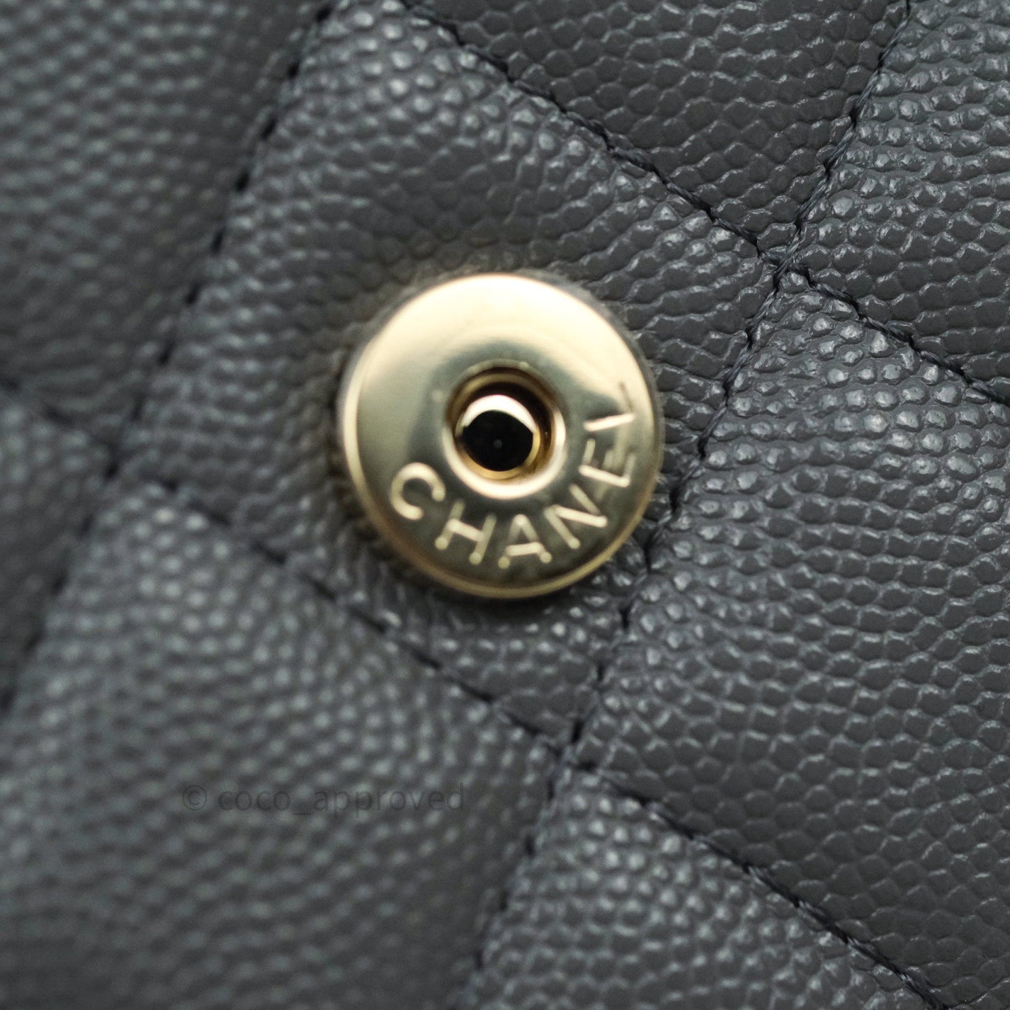 Chanel Quilted Wallet on Chain WOC Grey Caviar Gold Hardware