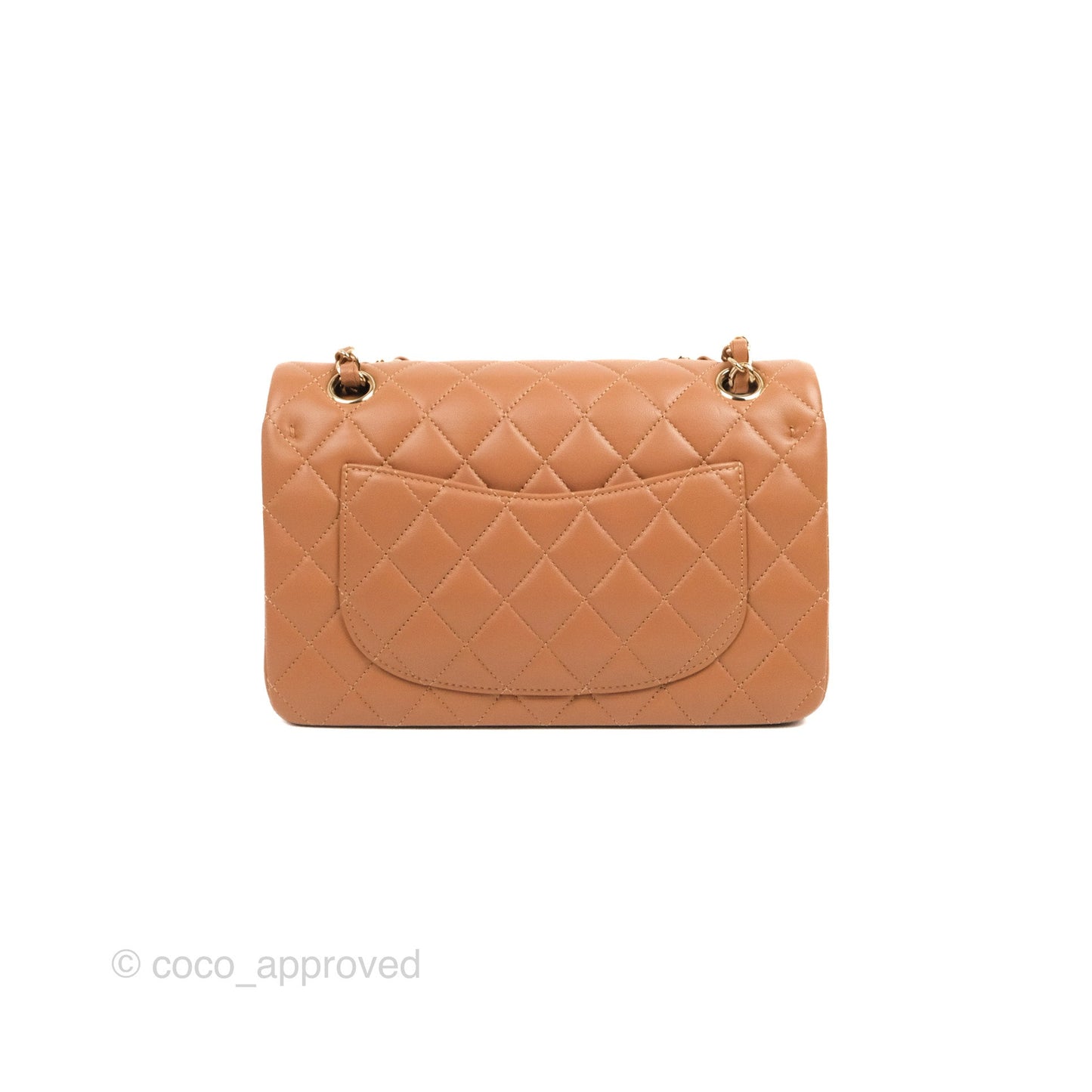 Chanel Small Classic Quilted Flap Dark Beige Caramel Lambskin Gold Hardware
