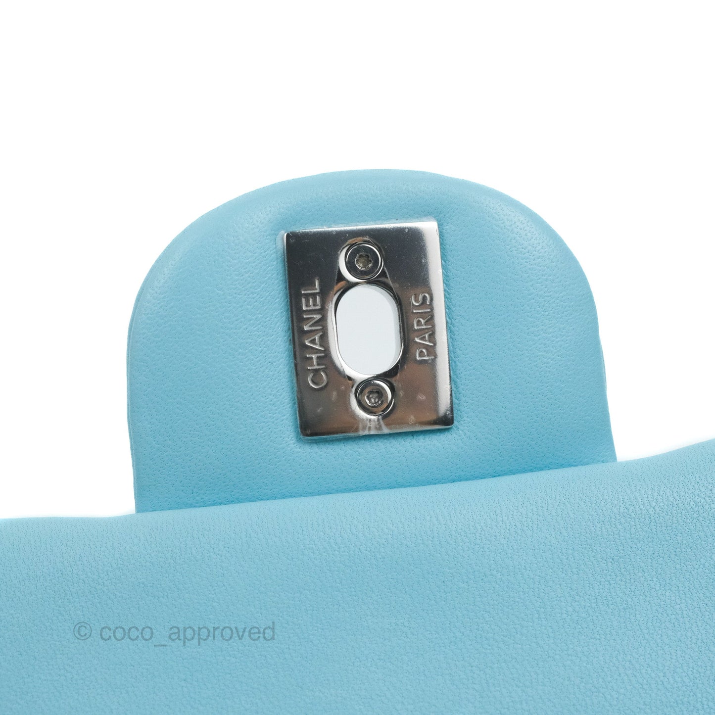Chanel Quilted Mini Rectangular Flap Light Blue Lambskin Silver Hardware