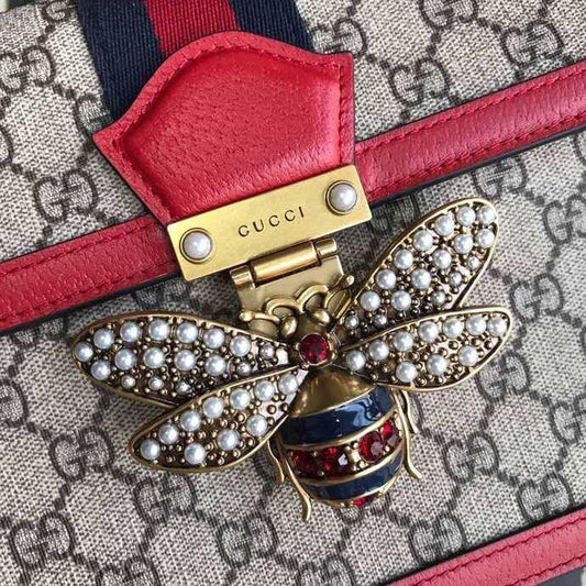 Luxury Gucci GG Supreme Monogram Queen Margaret Top Handle Bag