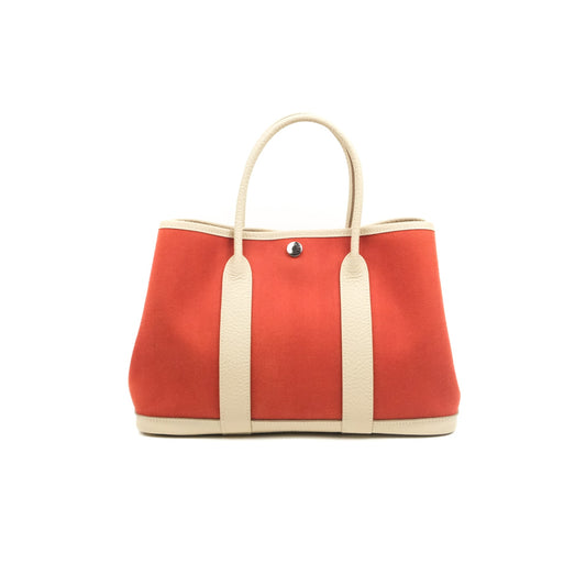 Hermes Garden Party 30 Red/Craie Canvas Negonda