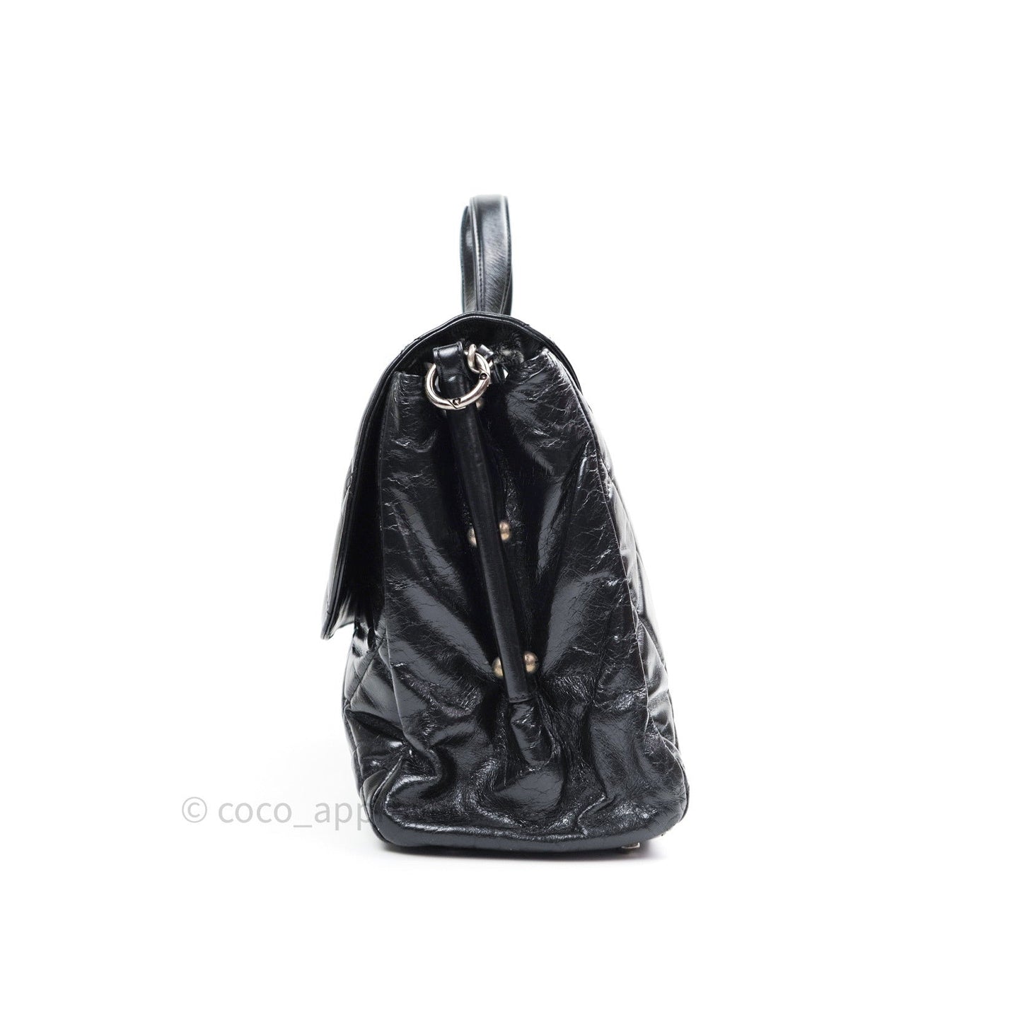 Chanel Boy Glazed Calfskin Tote Bag Black Ruthenium Hardware
