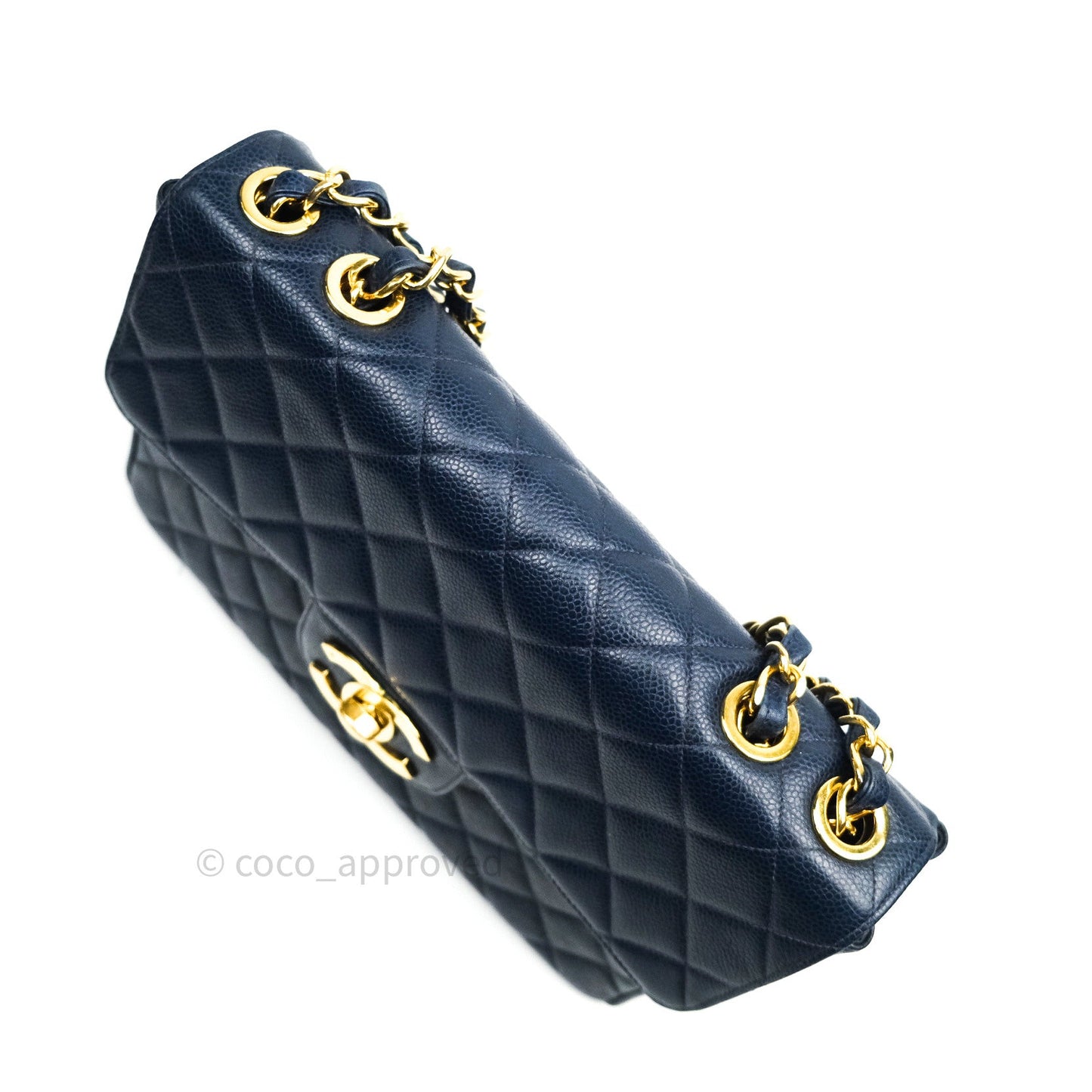 Chanel Vintage XL Jumbo Single Flap Navy Caviar 24K Gold Hardware
