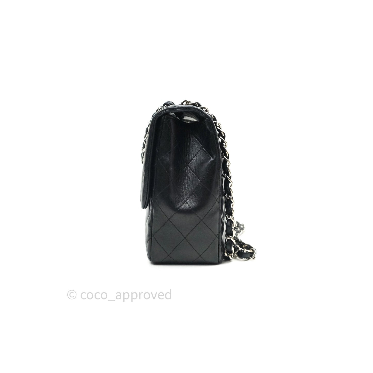 Chanel Classic Quilted Jumbo Single Flap Black Lambskin Silver Hardware⁣⁣