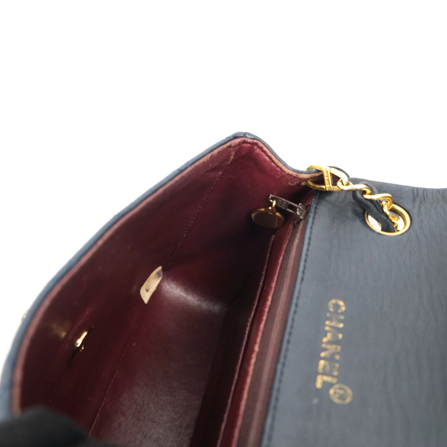 Chanel Vintage Mini Square Navy Lambskin 24K Gold Hardware