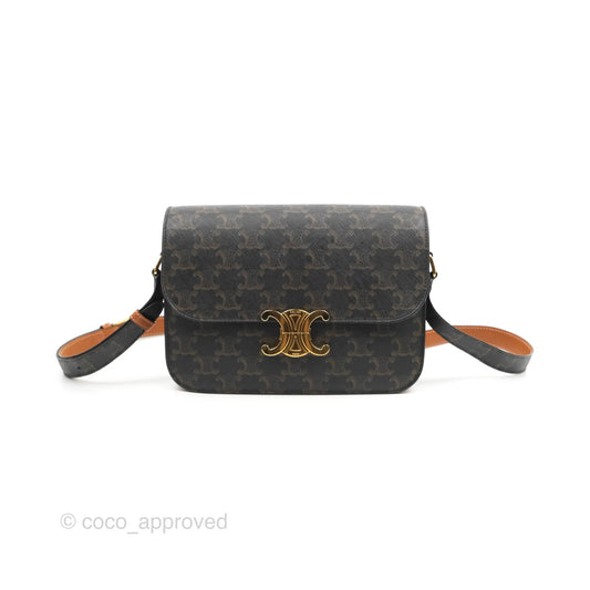Celine Medium Triomphe Bag Triomphe Canvas Tan Calfskin